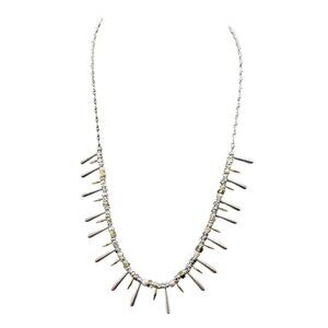Edgy Metallic Beaded Spike Necklace Silver Gold-Tone Artistic 23 Inches Punk